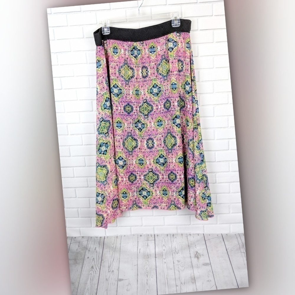 LuLaRoe Skirt Women XL Pink Multicolor‎ Boho hippie granola elastic waist retro